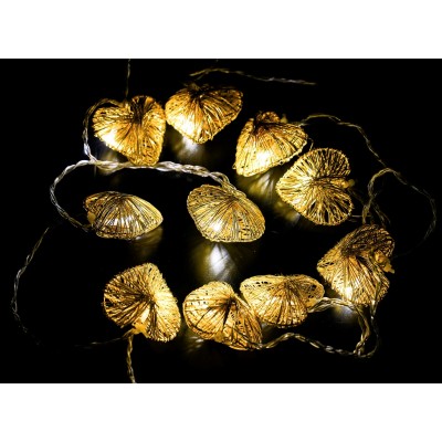 GUIRNALDAS DE LED CORAZÓN ORO